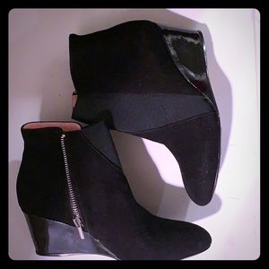 Taryn Rose Black Suede Wedge Bootie